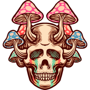 Trippy Skull Mushrooms T-shirt