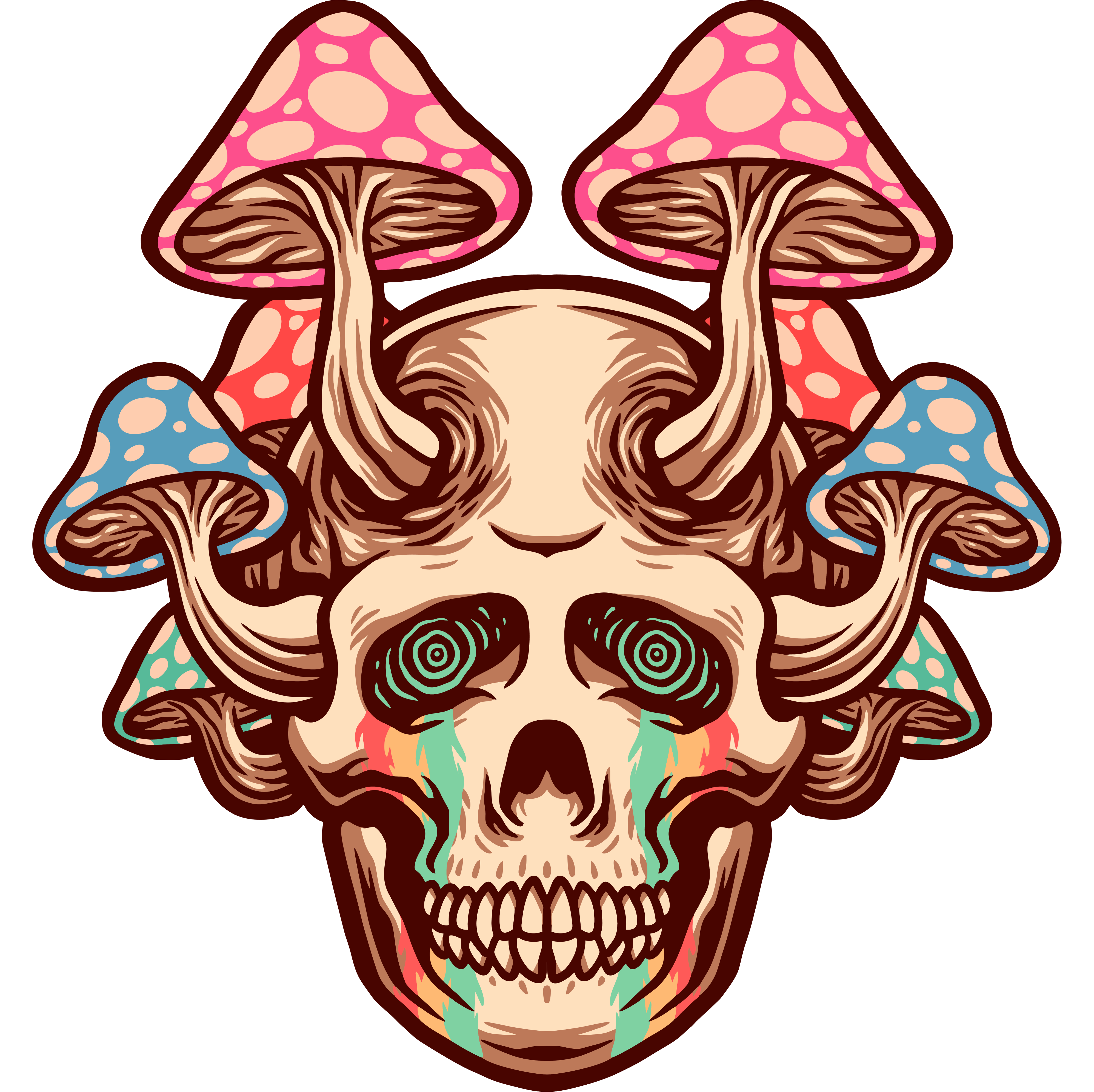 Trippy Skull Mushrooms T-shirt